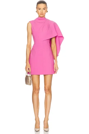 Oscar de la Renta One Shoulder Mini Dress in - Pink. Size 0 (also in ).