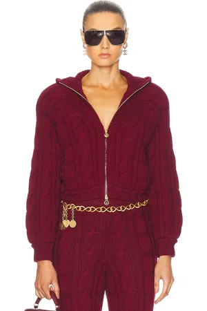 Rowen Rose Short Knit Cardigan in - Wine. Size L (also in M, S).