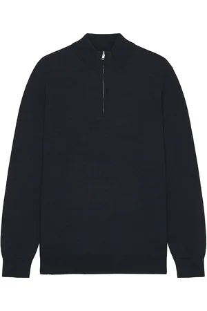 NN.07 Sergio Zip Mock Neck Sweater in - Navy. Size L (also in S, XL/1X).
