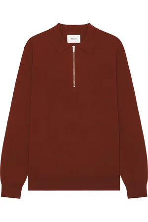 NN.07 Sergio Zip Polo Sweater in - Red. Size M (also in S, XL/1X).