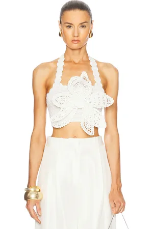 Oscar de la Renta Crochet Halter Top in - White. Size L (also in ).