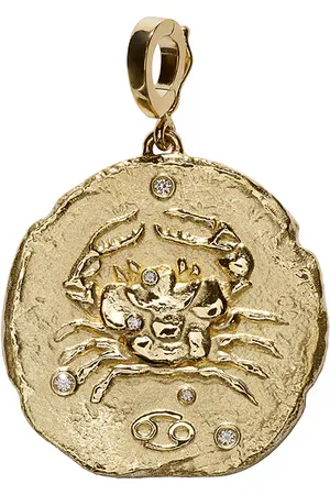 Azlee Of The Stars Cancer Large Coin Charm in - Metallic Gold. Size all.