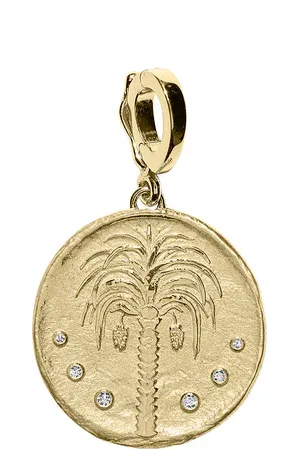 Azlee Prosperity Palm Small Coin Charm in - Metallic Gold. Size all.