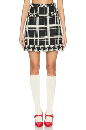 VALENTINO Check Tweed Skirt in - Black. Size 38 (also in 40).