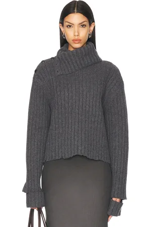 Helmut Lang Cut Out Sleeve Sweater in - Charcoal. Size L (also in M, XS).