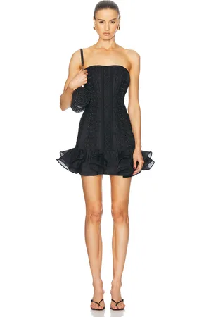 CHARO RUIZ IBIZA Pralle Short Dress in - Black. Size L (also in M, S, XS).