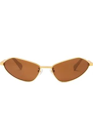 Jacquemus Bambino Sunglasses in Matte Gold Sand & Brown - Metallic Gold. Size all.