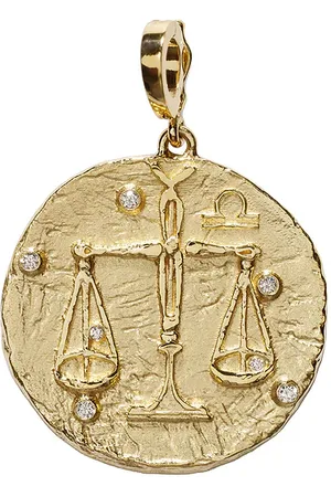 Azlee Of The Stars Libra Large Coin Charm in - Metallic Gold. Size all.