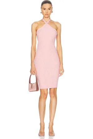 VERSACE Halterneck Mini Dress in - Pink. Size 42 (also in ).