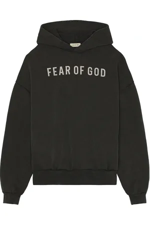 FEAR OF GOD French Terry Overlapped Grey Print Logo Hoodie in - Charcoal. Size M (also in S, XL/1X).