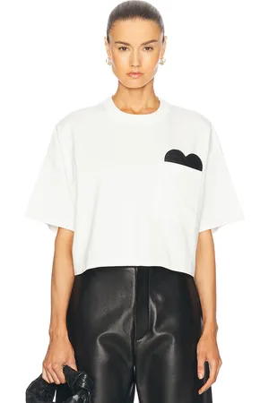 Bottega Veneta Cropped Heart T-Shirt in - White. Size S (also in ).
