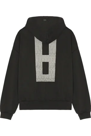 FEAR OF GOD Overlapped 8 Grey Print Hoodie in - Charcoal. Size L (also in S, M, XL/1X).