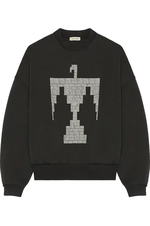 FEAR OF GOD French Terry Crewneck Thunderbird Grey Print Sweatshirt in - Charcoal. Size L (also in S, M, XL/1X).