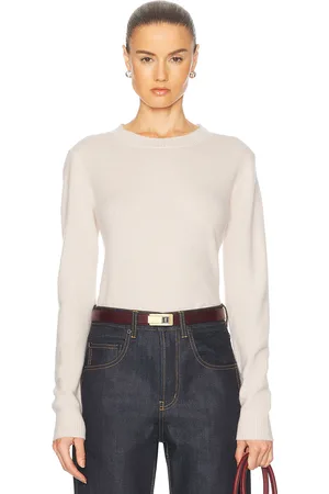 ENZA COSTA Powder Cashmere Knit Crewneck Top in - Pink. Size L (also in S, XS).