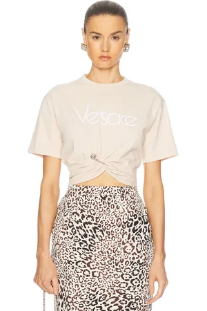 VERSACE Twist Front T-shirt in - Nude. Size 36 (also in 38, 40, 42).