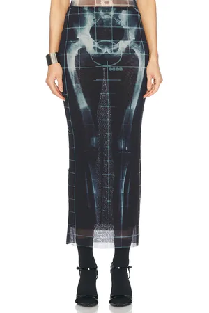 Jean Paul Gaultier Squeletor Skirt in Black Navy & Light Blue - Black. Size M (also in XS, S).