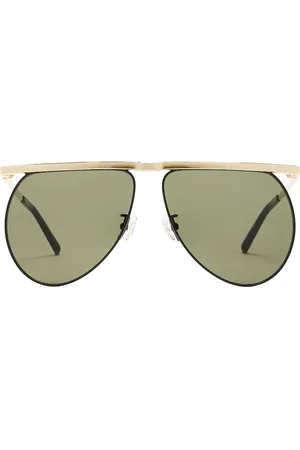 The Attico Mina Sunglasses in Yellow Gold Black & Green - Metallic Gold. Size all.