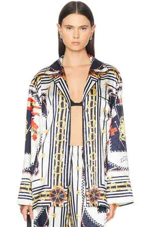 RONNY KOBO Valentina Top in - White,Navy. Size S (also in ).