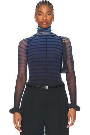 Jean Paul Gaultier 3d Cuff Long Sleeve Top in Black Navy & Light Blue - Black. Size S (also in XS, XXS).