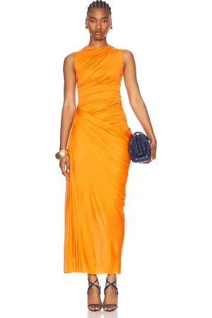 Alexander McQueen Jersey Midi Dress in - Orange. Size 36 (also in 38).