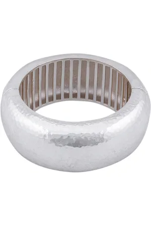 VALÉRE Domed Large Bangle Bracelet in - Metallic Silver. Size all.