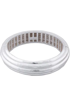 VALÉRE Ribbed Bangle Bracelet in - Metallic Silver. Size all.