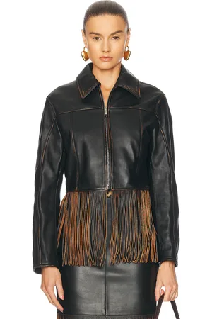 BLUMARINE Fringe Leather Jacket in - . Size 40 (also in 42).