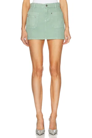 BLUMARINE Denim Mini Skirt in - Sage. Size 36 (also in ).