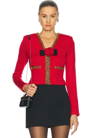 Self-Portrait Textured Knit Corsage Cardigan in - . Size L (also in M, S, XS).