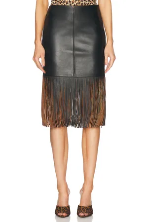 BLUMARINE Fringe Leather Skirt in - . Size 38 (also in 40, 42).