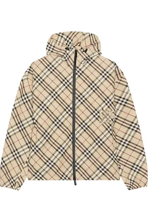 Burberry Nylon Check Windbreaker in - Cream. Size L (also in S, M).