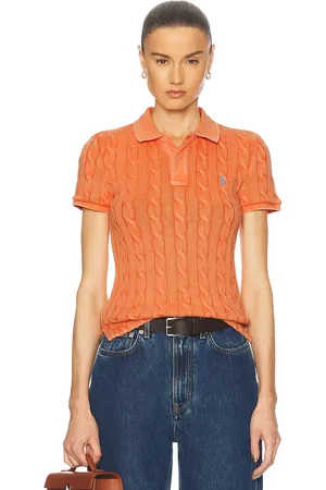 Ralph Lauren Cable-Knit Polo Shirt in - Orange. Size M (also in XS, S).
