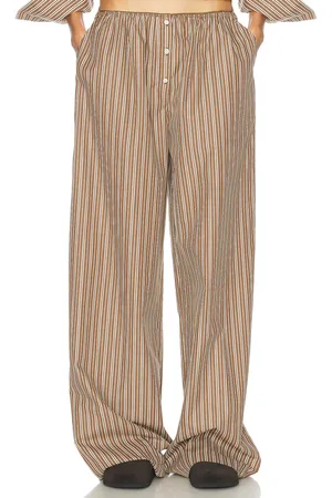 Helsa Pinstripe Poplin House Pants in - Brown. Size L (also in M, XL).