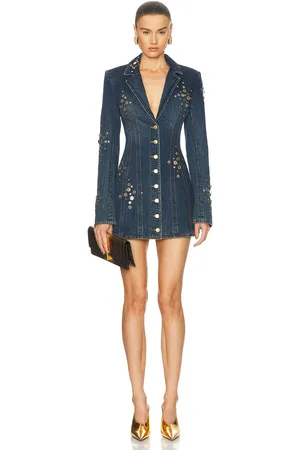 AREA Crystal Blazer Dress in - Blue. Size 0 (also in ).