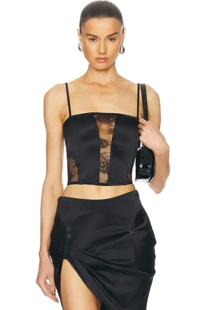 FLEUR DU MAL Silk And Bouquet Lace Corset Top in - . Size L (also in M, S, XS).
