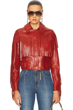 Chloé Fringe Leather Jacket in - Red. Size 36 (also in ).