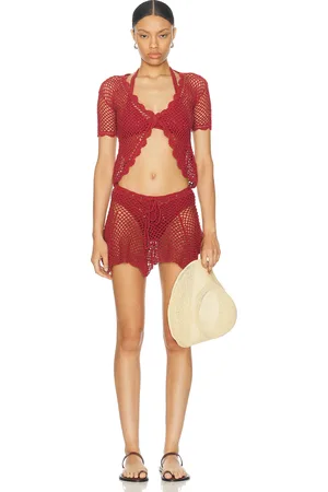 Akoia Swim Gaia Mini Skirt Set in - Red. Size S (also in XS).