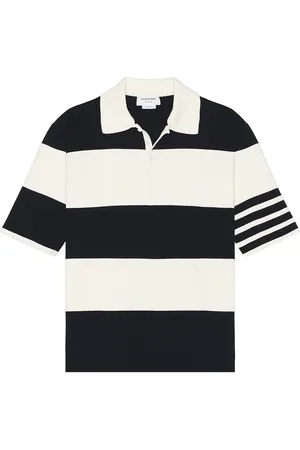 Thom Browne Rugby Stripe Short Sleeve Polo in - Navy. Size 1 (also in 2, 3, 4).