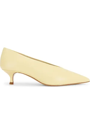 Le Monde Beryl Babouche Leather Kitten Heel in - Lemon,Cream. Size 37 (also in ).