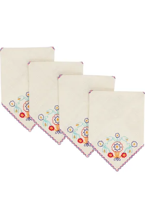 BODE Garden Party Cocktail Napkins in - Cream. Size all.