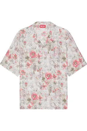 Diesel Leys Short Sleeve Button Down in - Grey,Rose. Size 46 (also in 48, 50).