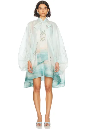 ZIMMERMANN Illuminate Billow Mini Dress in - Baby Blue. Size L (also in M).