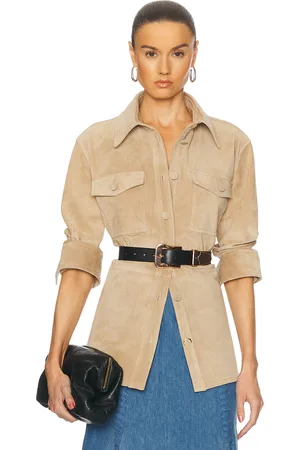 GABRIELA HEARST Irene Overshirt in - Beige. Size M (also in S, XS).