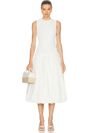 SIMON MILLER Yanez Poplin Combo Dress in - Ivory. Size L (also in S, XS).