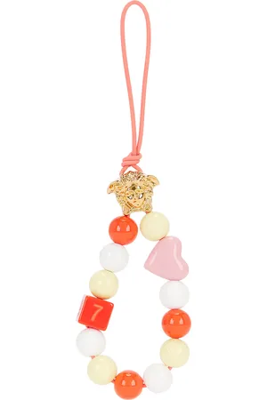 VERSACE Bag Charm in Papaya Multicolor & Gold - Orange. Size all.