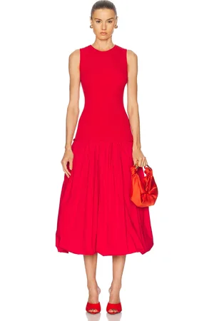 SIMON MILLER Yanez Poplin Combo Dress in - Red. Size L (also in M, S, XS).