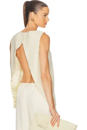 Dagmar Open Back Boucle Top in - Cream. Size 32 (also in 34, 38).
