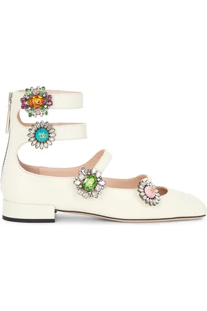 VALENTINO GARAVANI Preshoes Ballerina Flat in Ivory Crystal & Multicolor - Ivory. Size 36 (also in 37, 37.5, 38.5, 40, 41).