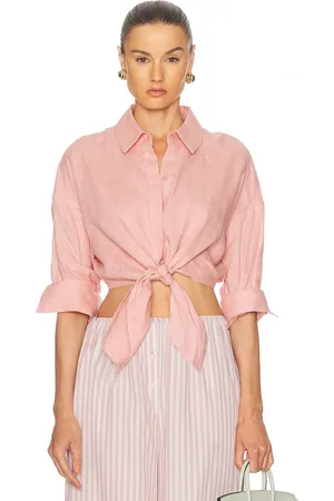 Staud Lisa Linen Top in - Blush. Size L (also in M, S, XS).