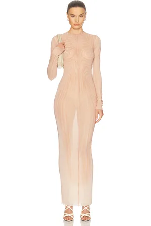 Jean Paul Gaultier Spiral Long Dress in - Nude. Size L (also in XXS, XS, S, M).